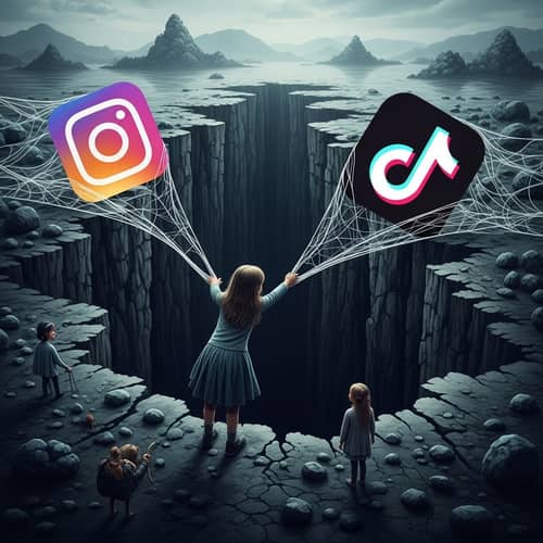 Young Girl's Struggle: Reaching for Help Amidst Social Media Pull