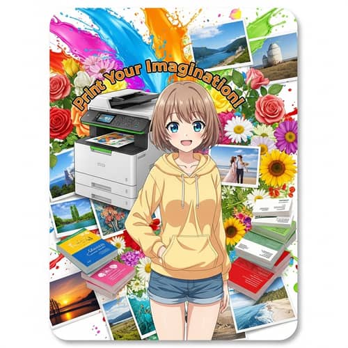 Vivid Anime Girl Poster with Printing Elements