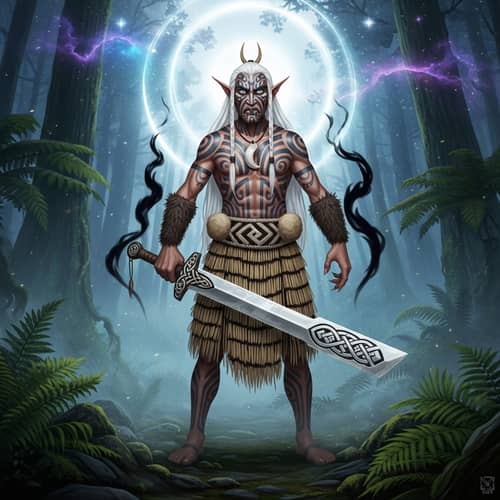 Patupaierehi: Maori Fairy-like Creatures in Fern Forest