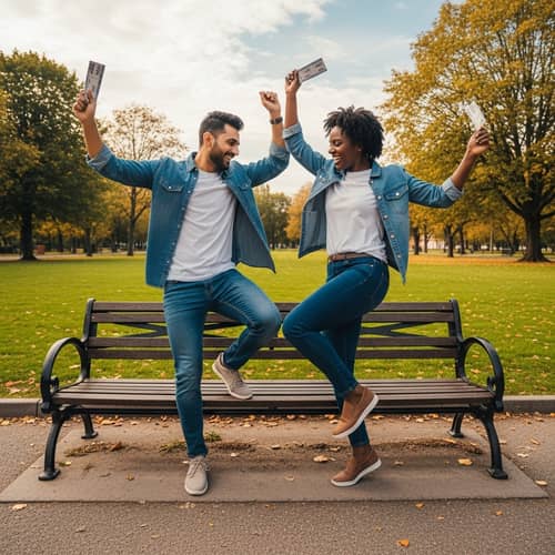 Joyful Dance of Identical Twins in the Park