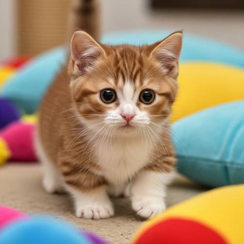 Adorable Munchkin Cat with Big Round Eyes | Unique Fur Color