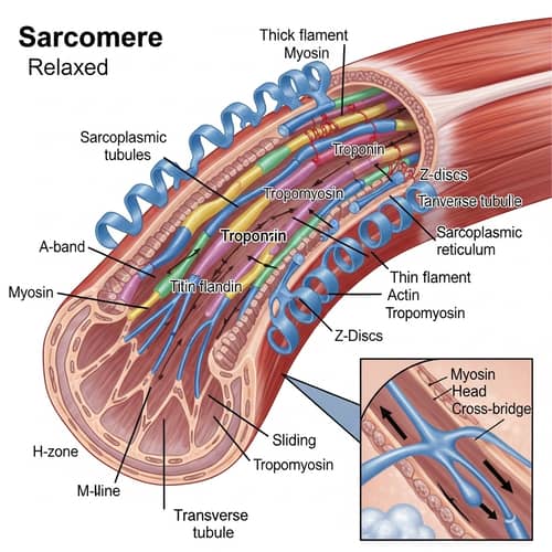 Muscle Fiber Anatomy and Contraction Mechanism Illustration