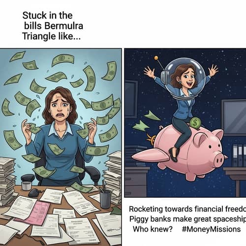 Journey to Financial Freedom: Stuck in Bills Bermuda Triangle to Rocketing Piggy Bank Spaceship