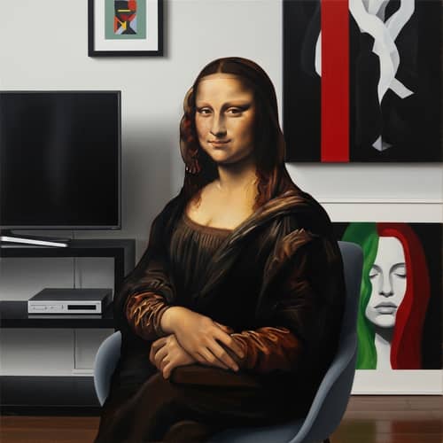 Contemporary Portrait Painting with Enigmatic Smile
