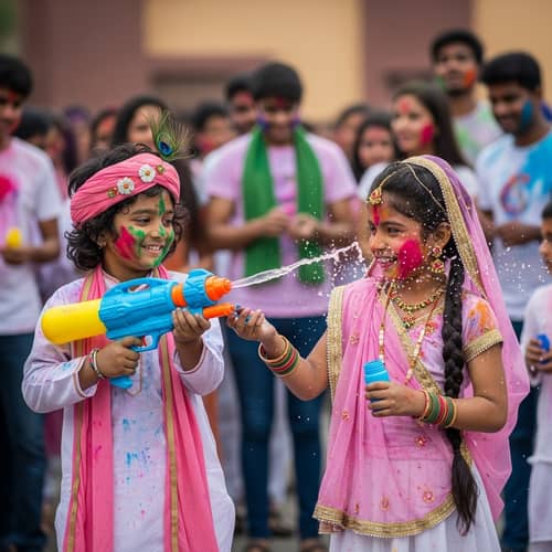 Krishna & Radha Celebrate Holi | Colorful Festivities