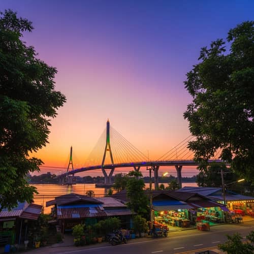 Sunset View of Bridge of Friendship in Nong Khai