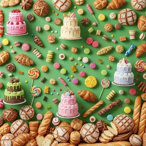 Green Nugget-themed Sweetshop Delight Wallpaper
