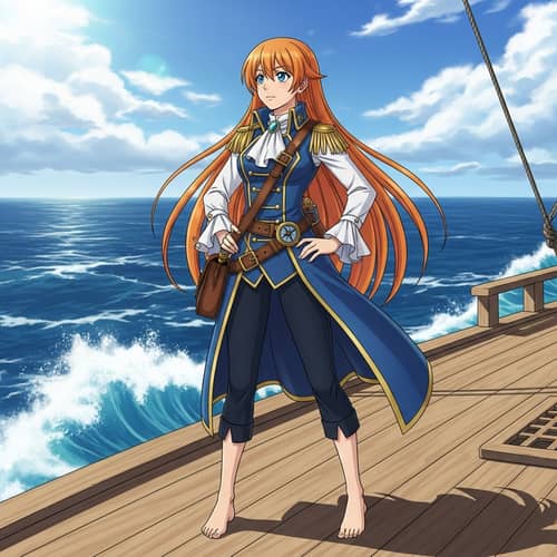 Stylish Navigator-themed Character with Determination and Adventure
