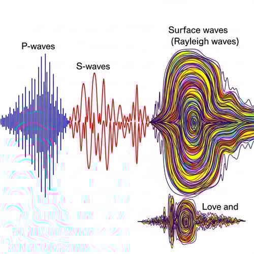 Educational Illustration of Seismic Waves Transforming into Abstract Art