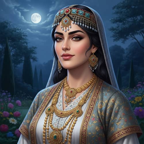Beautiful Persian Princess in Moonlight | Exquisite Portrait