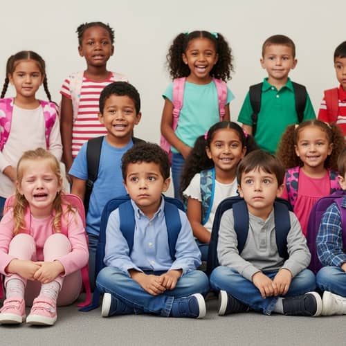 Kindergarten First Day Emotions: Crying, Laughing, Fearful