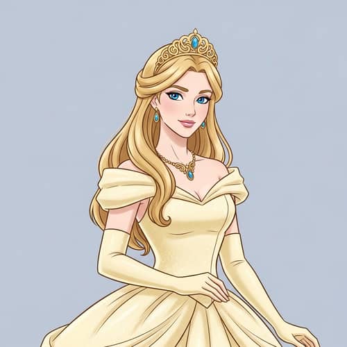 Imaginative Fictional Princess with Blond Hair & Blue Eyes