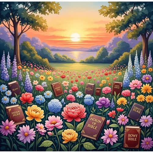 Biblical Garden Watercolor Painting | Symbolic Flowers Art