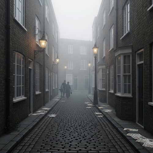 Victorian Era Foggy Alley in East End London