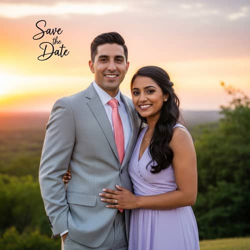 Elegant Multicultural Couple for Save the Date Card