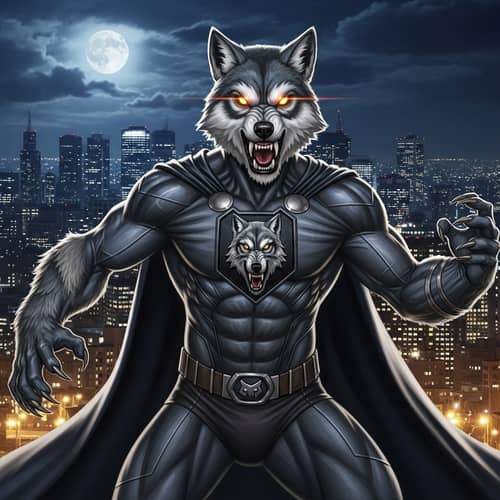 Wolf Superhero - Muscular and Powerful Defender of the Night