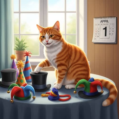 Delightful April 1st Scene with a Playful Tabby Cat