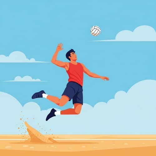 Dynamic Volleyball Player Spiking Ball Vector Graphic