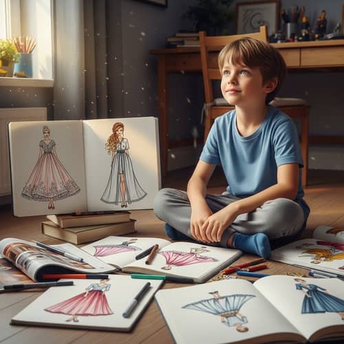 Young Boy's Imaginative Journey into Womanhood