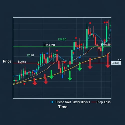 Trading Chart Analysis - Price, EMA, Order Blocks, Signals