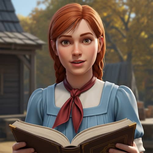 Red-Haired Teenage Girl in Pioneer Tie - Character from a Computer Game