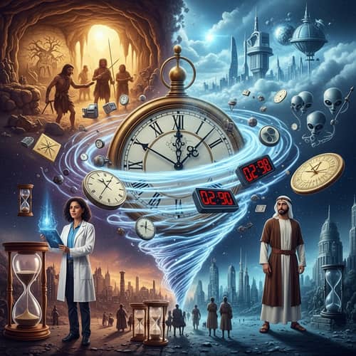 Intricate Time Travel Representation | Vintage Clock in Cosmic Vortex