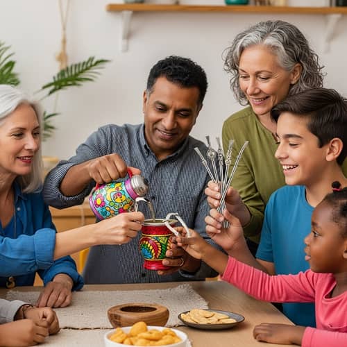 Multicultural Family Sharing Yerba Mate Tradition | Warm and Cosy Gathering