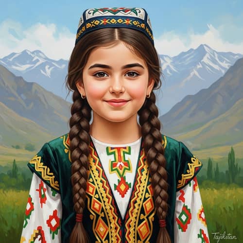 Traditional Tajik Girl - Rich Cultural Heritage | Artistic Painting