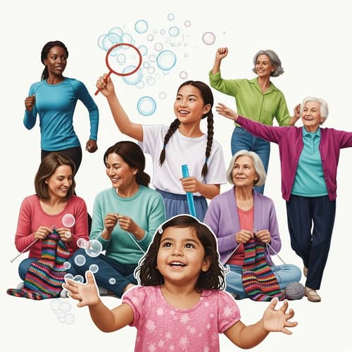 Diverse Women in Colorful Splashes: Generational Beauty Captured