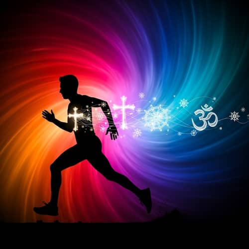 Faithful Believer Running Abstract | Spiritual Devotion Symbolism
