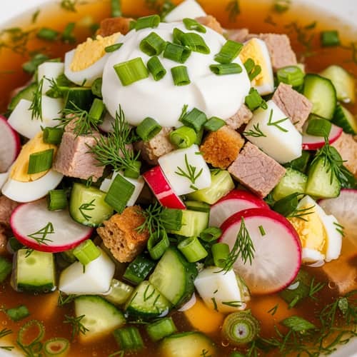 Traditional Russian Okroshka on Kvass Recipe