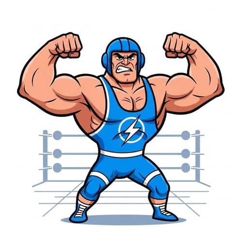 Bold and Muscular Wrestler in Professional Wrestling Attire
