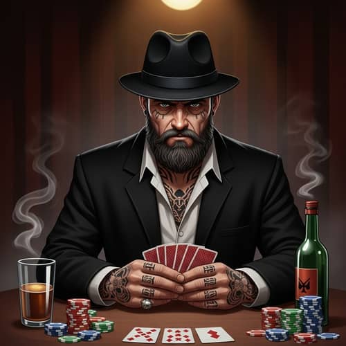 Mysterious Thief in Law at a Smoky Bar - Illustration