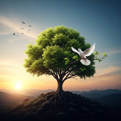 Healing and Growth Among Grief | White Dove and Verdant Tree