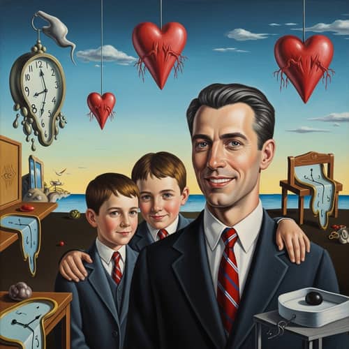 Surrealism Portrait: Father, Brother, and Friend in Dreamlike Setting