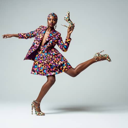 Dynamic High-Heeled Shoes in Vibrant Colors Photoshoot