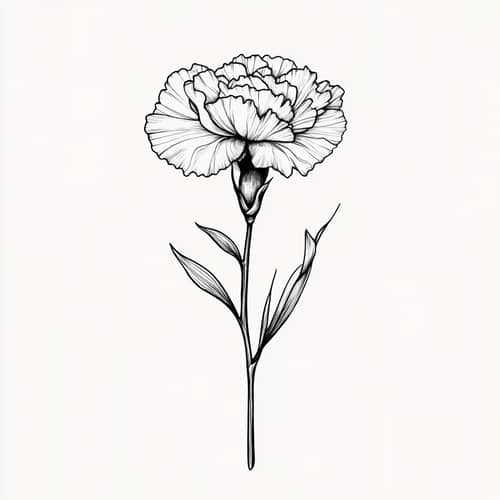 Minimalist January Carnation Flower Tattoo Design