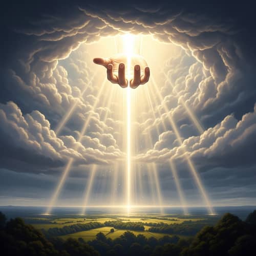 Celestial Hand Reaching Down to Earth | Divine Radiance Scene