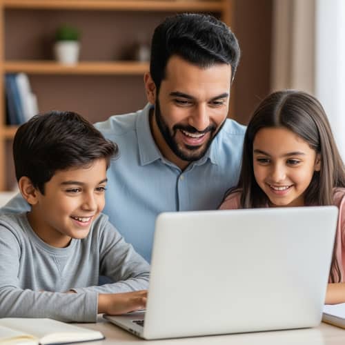 Engaging Family Bonding Session with Laptop - Heartwarming Scene