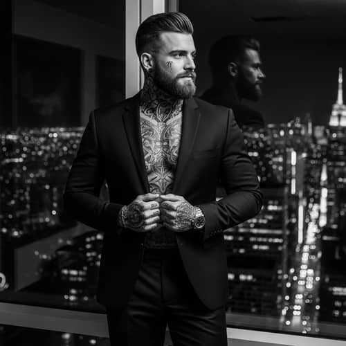 Charismatic Italian Man | Noir Style Portrait in Urban Night Scene