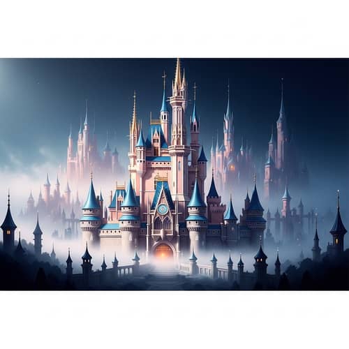Mystical Castle in Fog: A Fantasy Wonderland