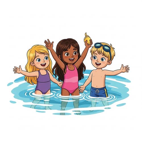 Cartoon Children Enjoying Beach Day | Illustration