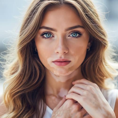 Unique Portrait of a Girl with Vitiligo and Blue Eyes