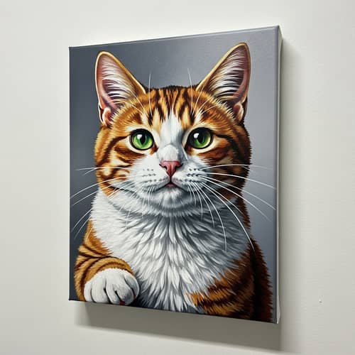 Intricately Detailed Cat Painting on Wall