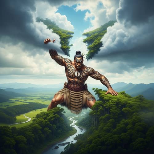 Ancient Maori God Parting Earth and Sky - Mythical Creation Scene