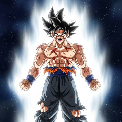 Ultra Instinct - Muscular Humanoid Warrior with Intense Power