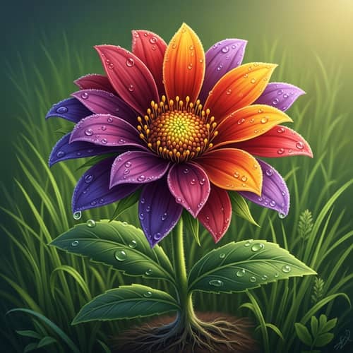 Vibrant Digital Drawing of Meticulously Detailed Flower