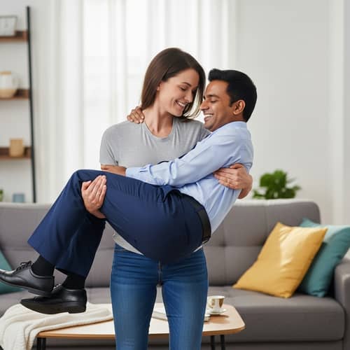 Heartwarming Mini Giantess Scene: Woman Caring for Small Man