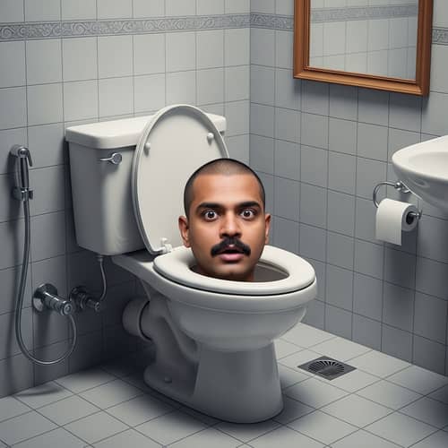Surreal Toilet Art: Head Inside Toilet