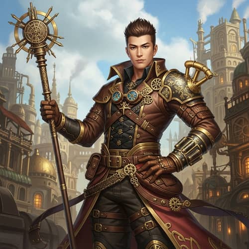 Steampunk Syaoran Li Character - Intricate East Asian Inspired Steampunk Attire
